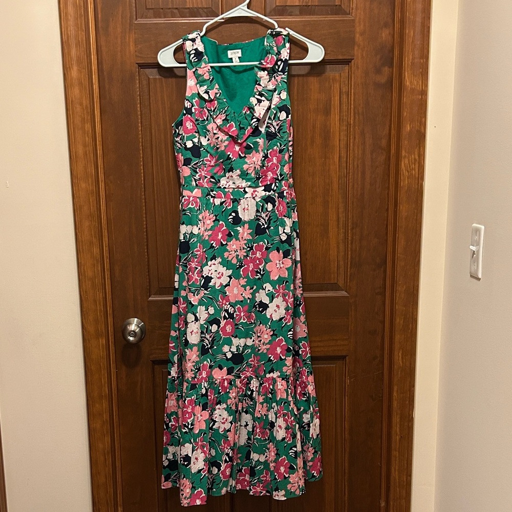 J. Crew Green Floral Maxi Dress